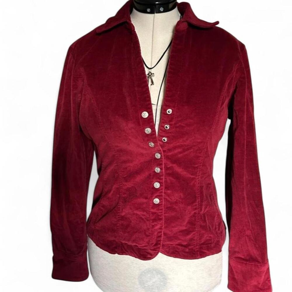 intage Wine Red / Oxblood color Live a Little Corduroy Button-Snap Shacket M ❤️